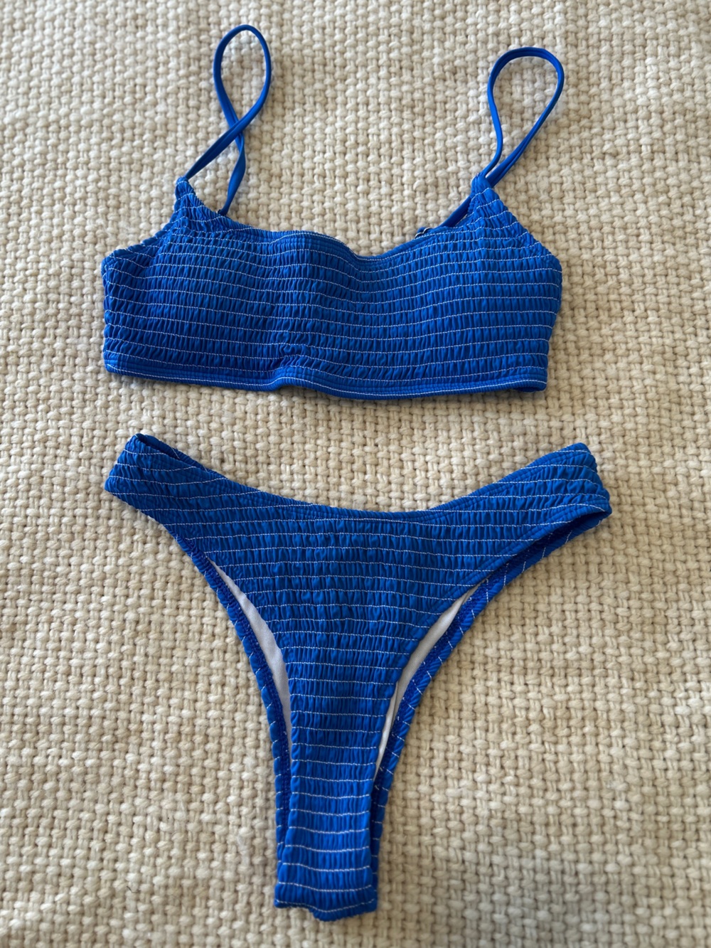 SHEIN Royal Blue Smocked Bikini Set